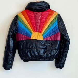 AVIATOR NATION SUNBURST APRES PUFFER JACKET - GLOSSY BLACK- XS